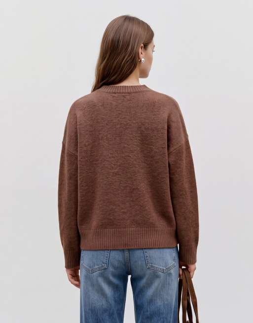 Vero Moda zachte trui met ronde hals in warmbruin, 4 van 4