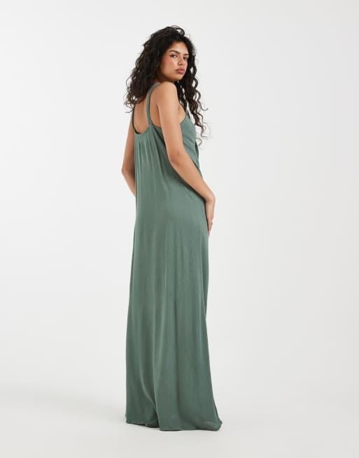 Vero Moda – Zielona sukienka maxi z dekoltem halter i ozdobnym węzłem, 4 z 4