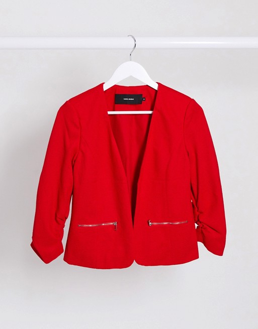 Vero Moda zip pocket blazer in red