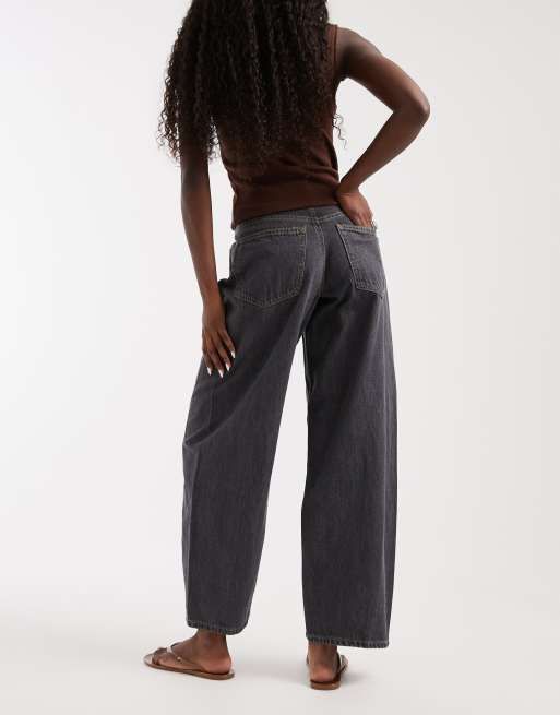 Vero Moda Zoe Jeans mit Nahtdetails und Barrel-Leg in dunklem Grau, 2 von 5