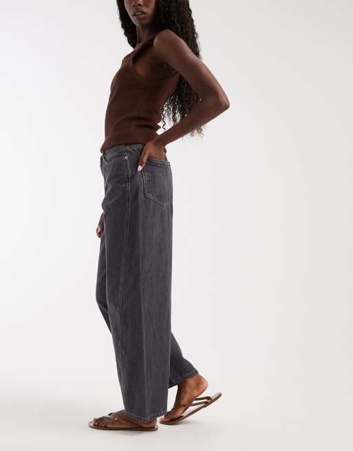 Vero Moda Zoe Jeans mit Nahtdetails und Barrel-Leg in dunklem Grau, 3 von 5