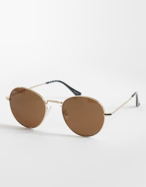 Vero Moda - Zonnebril met rond metalen montuur in goud - view 1