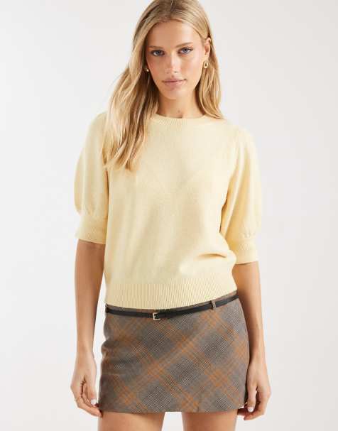 Vero Moda – Złotożółty dzianinowy top z krótkimi rękawami - view 1