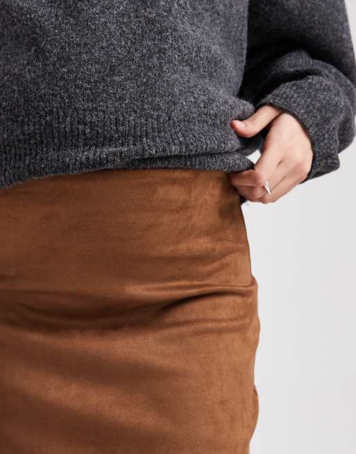 Vero Moda - Zwangerschapskleding - Mini rok van imitatiesuède met stretch in lichtbruin, 5 van 5