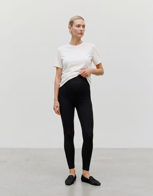 Vero Moda - Zwangerschapskleding - Naadloze geribbelde legging met buikband in zwart, 2 van 5
