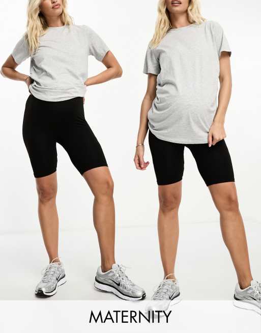 Vero Moda - Zwangerschapskleding - Set van 2 naadloze leggingshorts in zwart