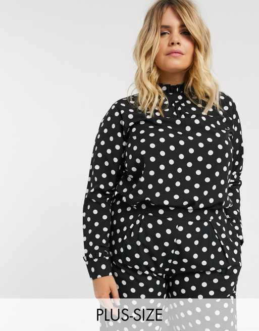 Verona Curve high neck long sleeve top in polka dot two ...