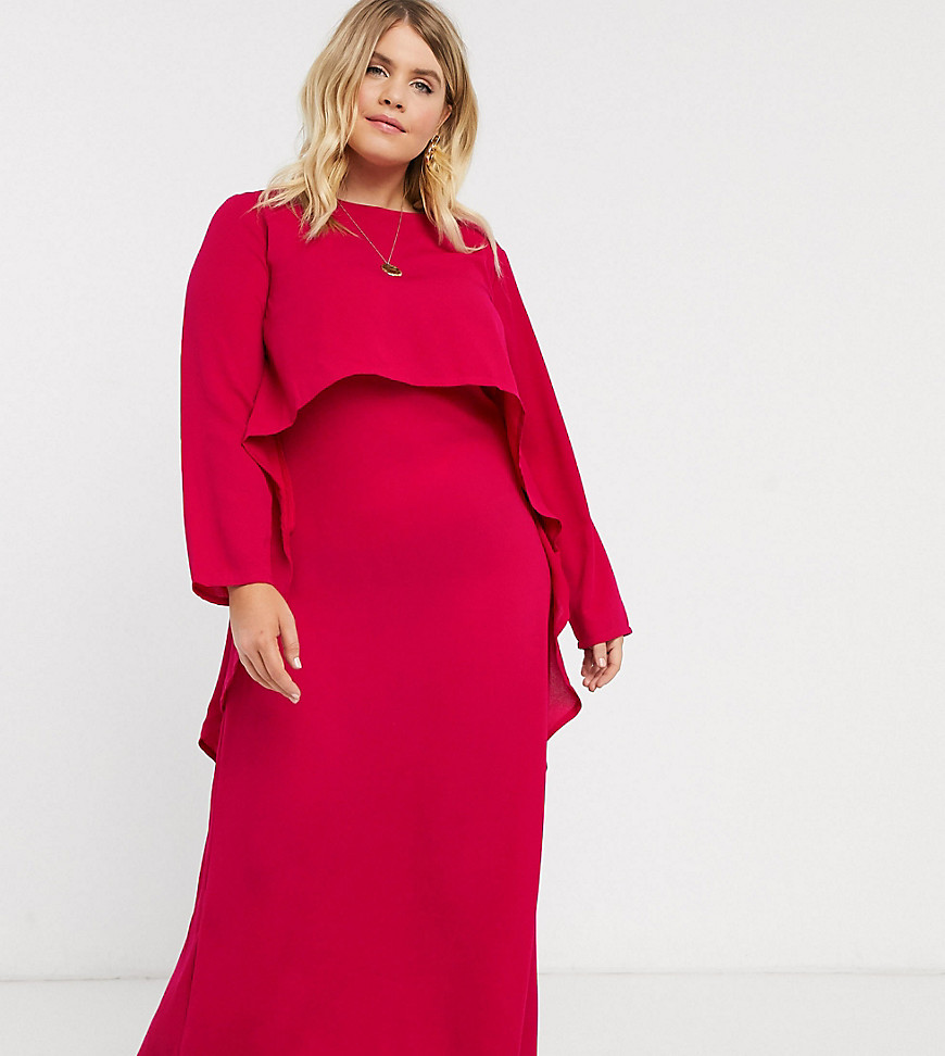 Verona Curve - Lange jurk met gedrapeerde laag-Roze