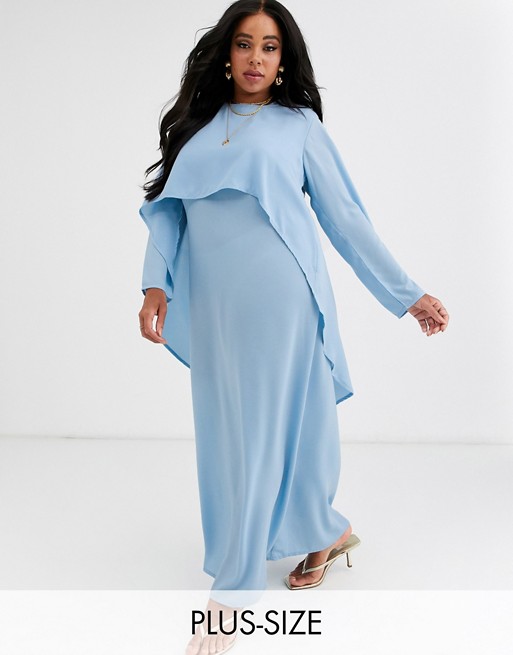 Verona Curve long sleeve layered maxi dress in blue