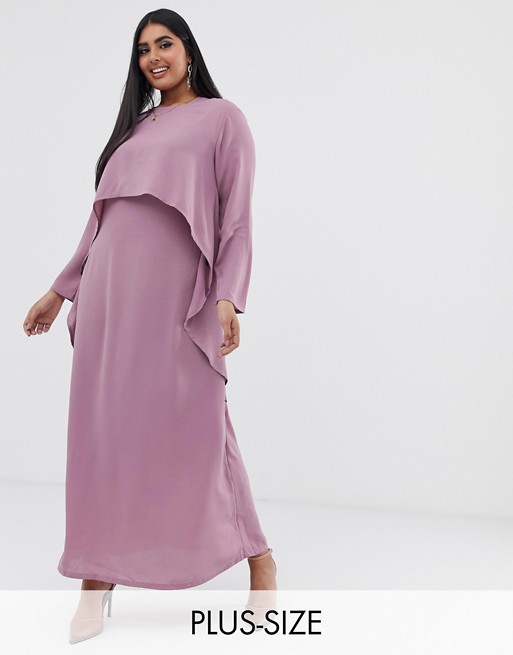 Verona Curve long sleeved layered dress in dusty rose