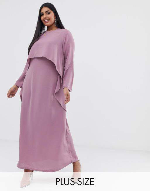 Verona Curve long sleeved layered dress  in dusty  rose  ASOS 