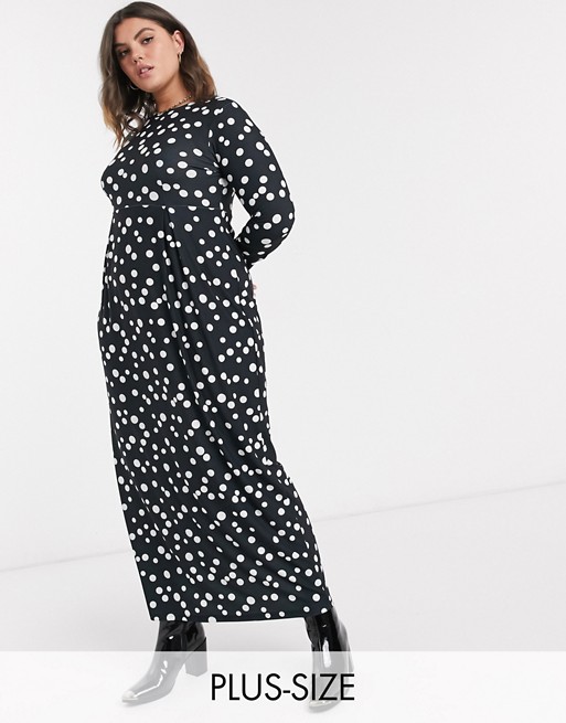 Verona Curve long sleeved maxi dress in scattered spot