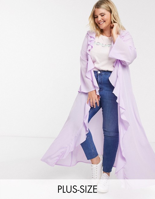 Verona Curve maxi duster jacket with ruffle front