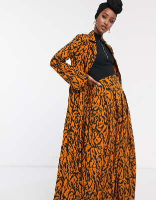 Verona  Maxi-Dusterjacke mit abstraktem Muster Orange