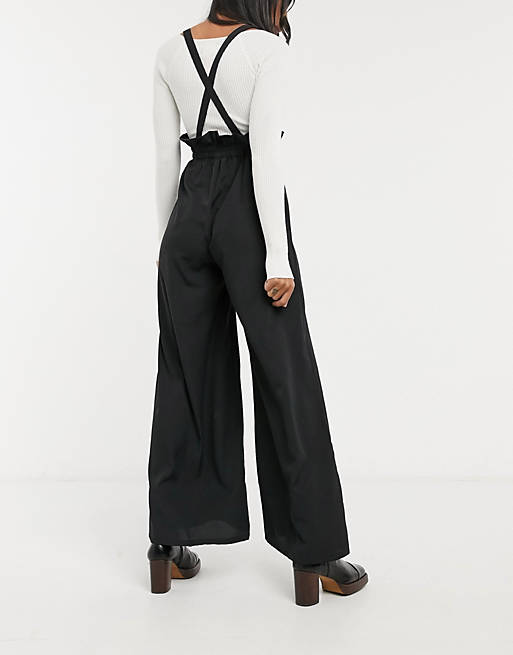 Verona wide leg pants with suspender straps