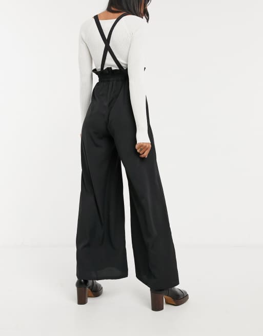 Verona wide leg pants with suspender straps | ASOS