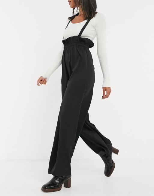 Verona wide leg pants with suspender straps