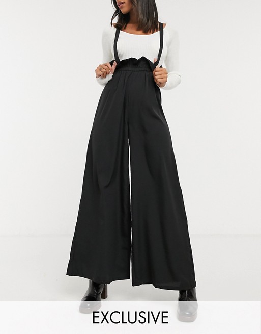 Verona wide leg trousers with suspender straps