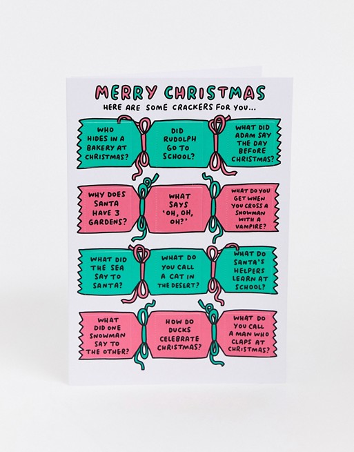 Veronica Dearly cracker jokes christmas card