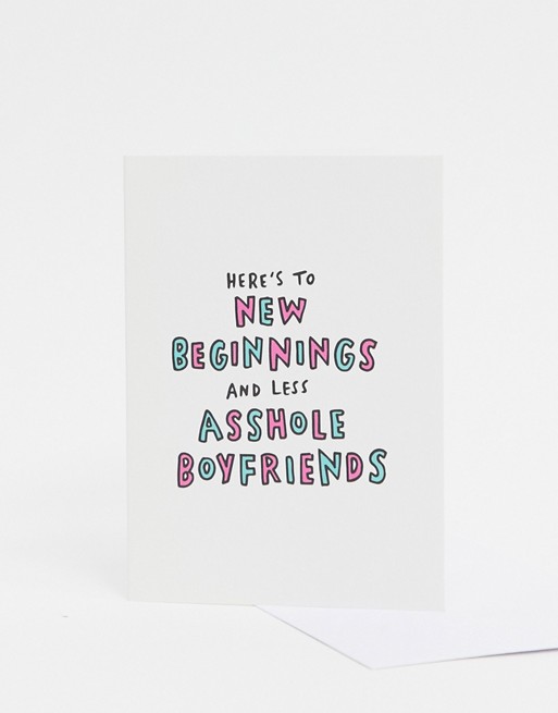 Veronica Dearly new beginnings and less asshole boyfriends valentines card
