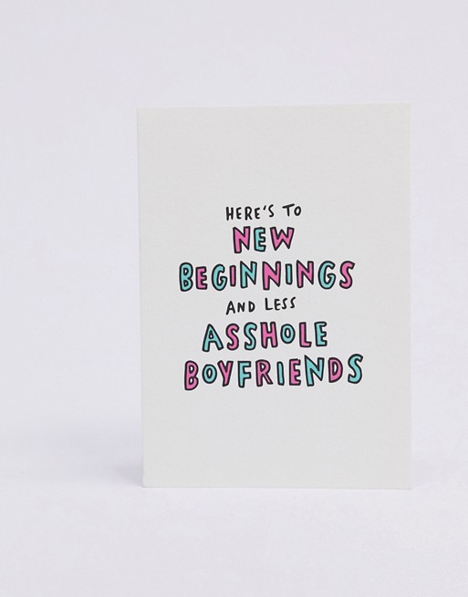 Veronica Dearly new beginnings and less asshole boyfriends valentines card