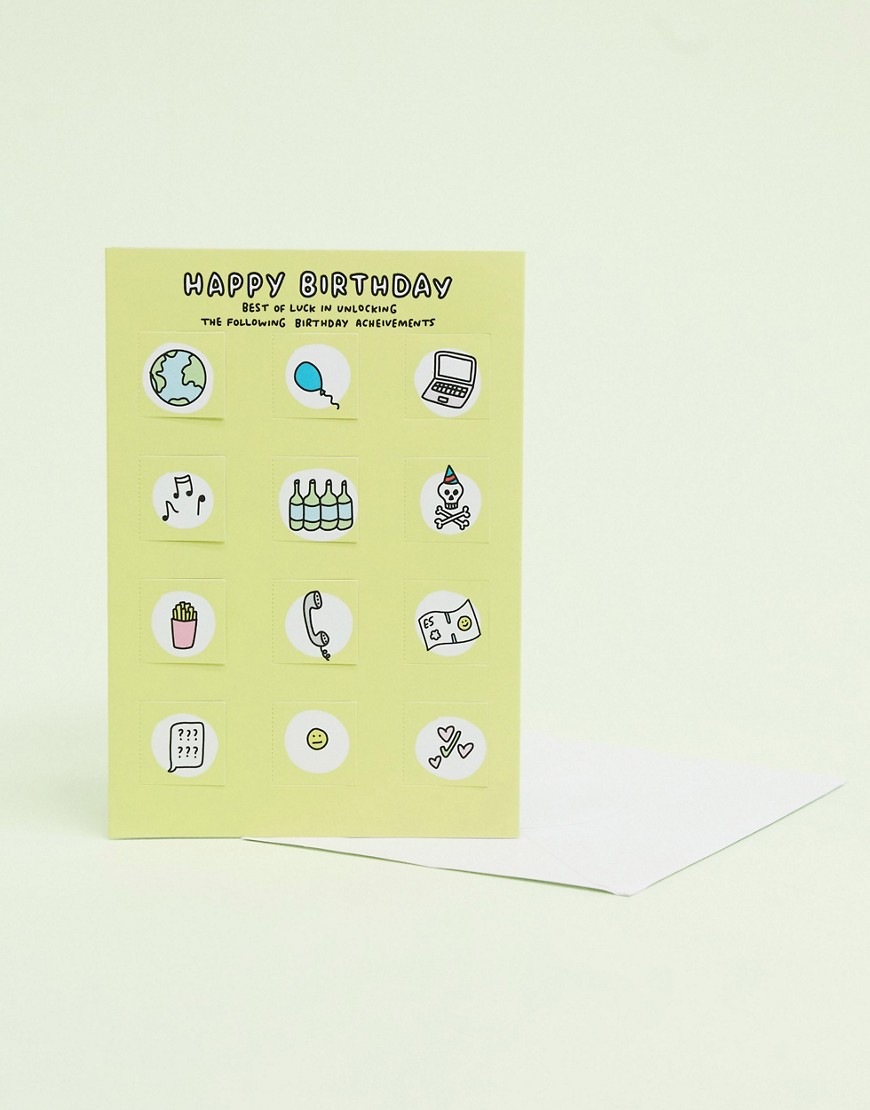 Veronica Dearly unlock achievements birthday card-Multi
