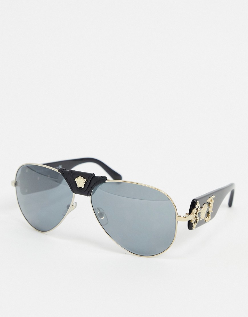 Versace 0ve2150q Aviator Sunglasses With Detachable Brow-black