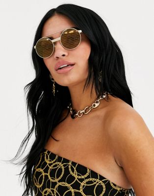 versace round sunglasses gold