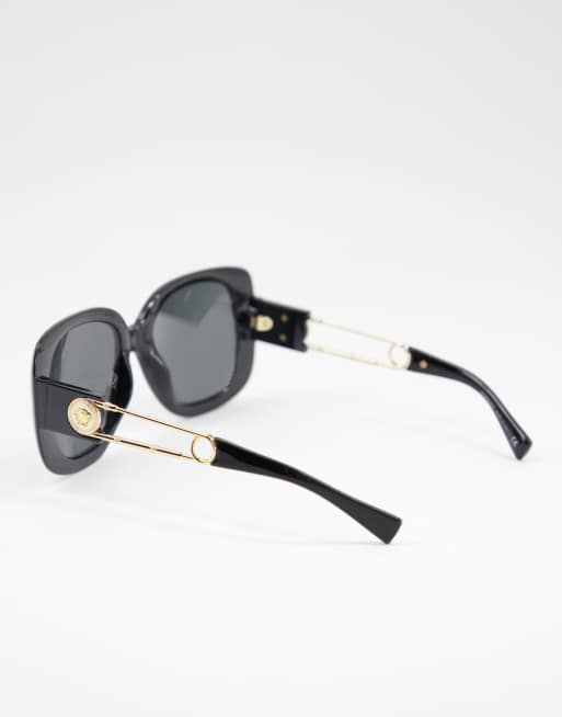 Versace 0VE4411 oversized square sunglasses in black | ASOS display picture 1