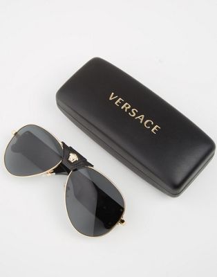 versace aviator sunglasses with removable leather medusa