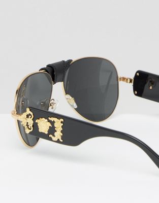 versace aviator sunglasses with removable leather medusa