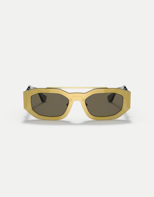 Versace - Biggie - Lunettes de soleil irrégulières à verres marron - Marron transparent doré effet miroir, 3 de 4