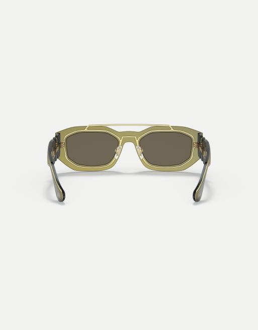 Versace - Biggie - Lunettes de soleil irrégulières à verres marron - Marron transparent doré effet miroir, 4 de 4