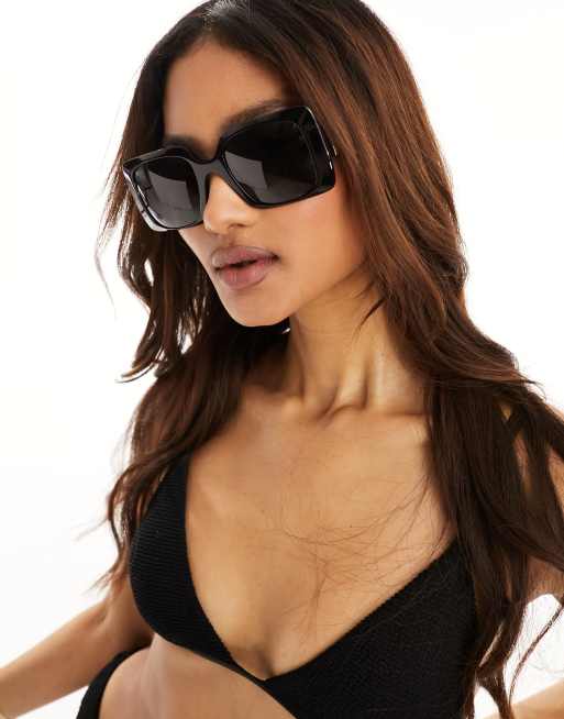 Black chunky 2025 square sunglasses