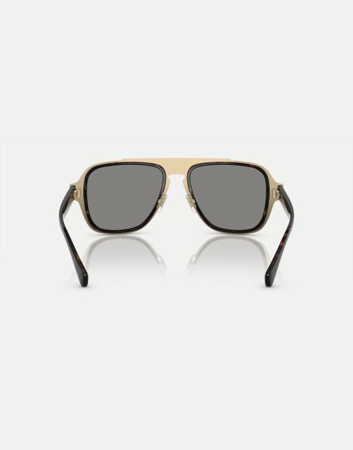 Versace irregular sunglasses in tortoise with gold mirrored lens in dark brown, 4 of 4