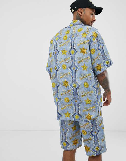 Versace Jeans Camicia oversize a maniche corte con stampa in