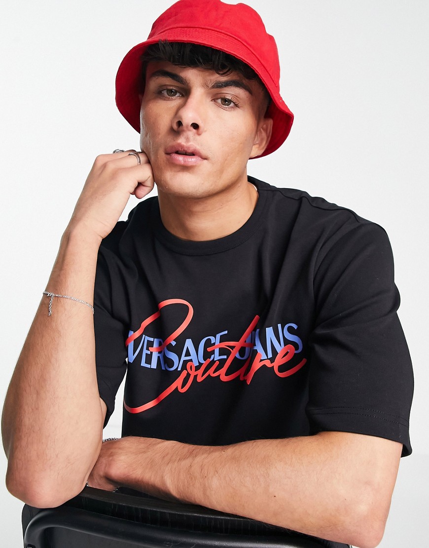 versace jeans couture 90s iconic logo t-shirt in black