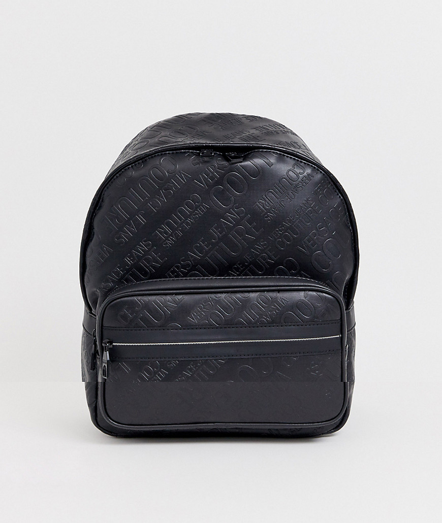 Versace Jeans Couture backpack with all over logo-Black