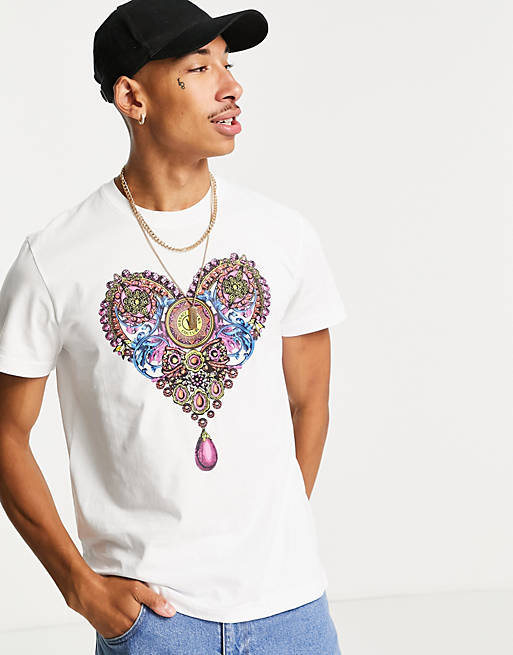 Versace Jeans Couture baroque heart print t-shirt in white