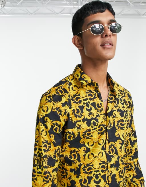 Black and 2025 gold versace shirt