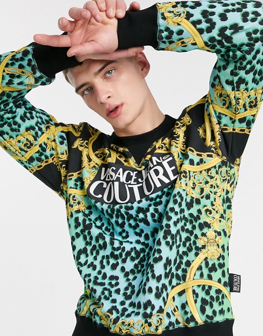 Versace Jeans Couture baroque print sweater in black and blue