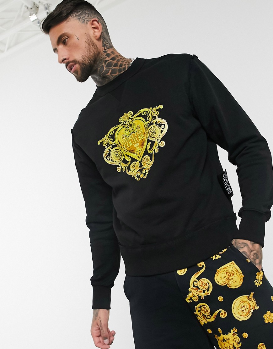 Versace Jeans Couture baroque print sweater in black