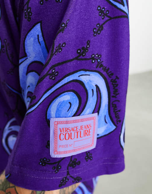 Versace Jeans Couture baroque t-shirt in purple, 4 of 4
