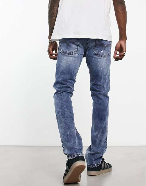 Versace Jeans Couture – Blå, slitna jeans med smal passform, 4 av 4