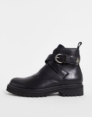 Versace Jeans Couture buckle boots in black leather
