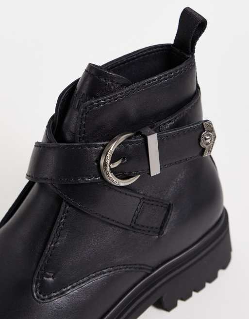 Versace Jeans Couture buckle boots in black leather, 4 of 4