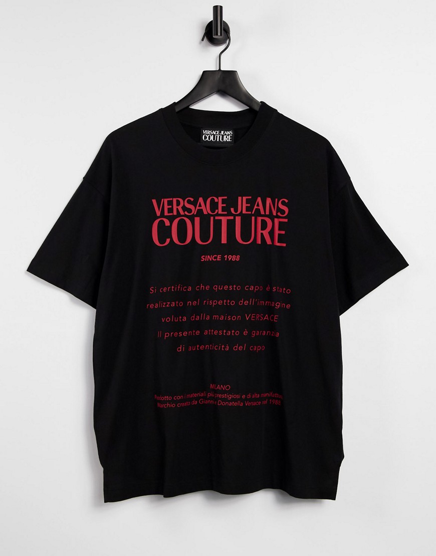 Versace Jeans Couture care label logo t-shirt in black