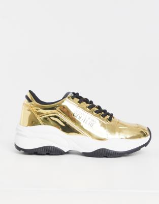 Versace Jeans Couture chunky trainer in gold metallic