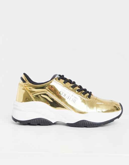 Versace cheap gold trainers