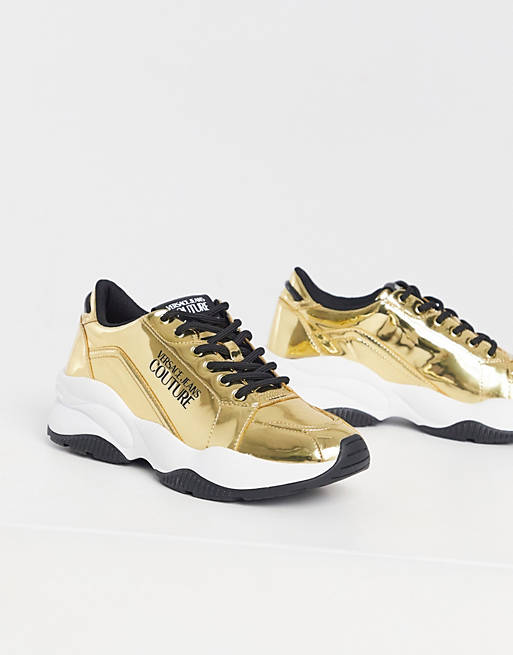 Versace Jeans chunky trainer in gold metallic ASOS